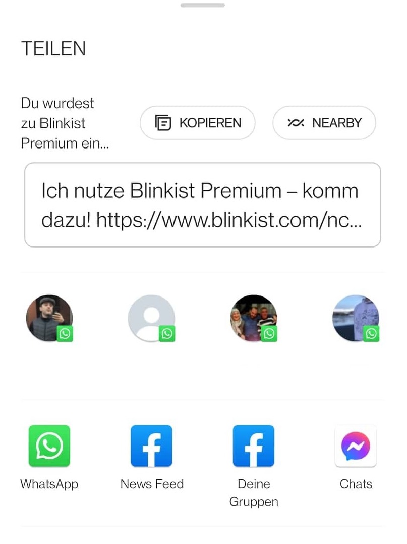 Blinkist-Einladungslink-senden