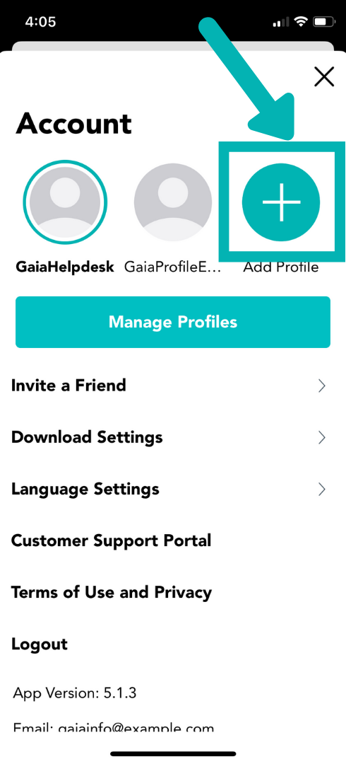 add profiles on the Gaia app