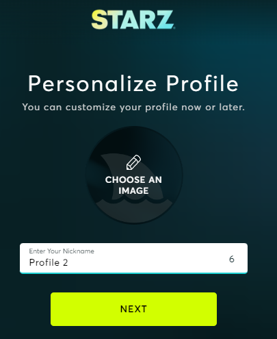 create starz account profile