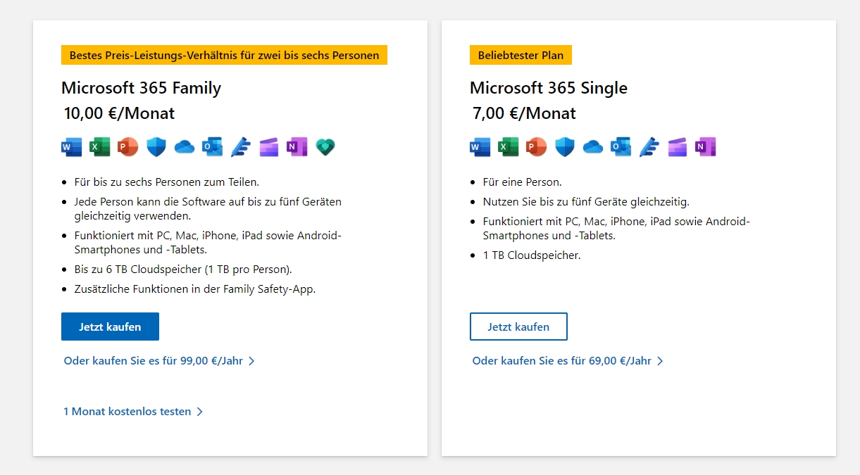 Microsoft 365-Abonnementpläne