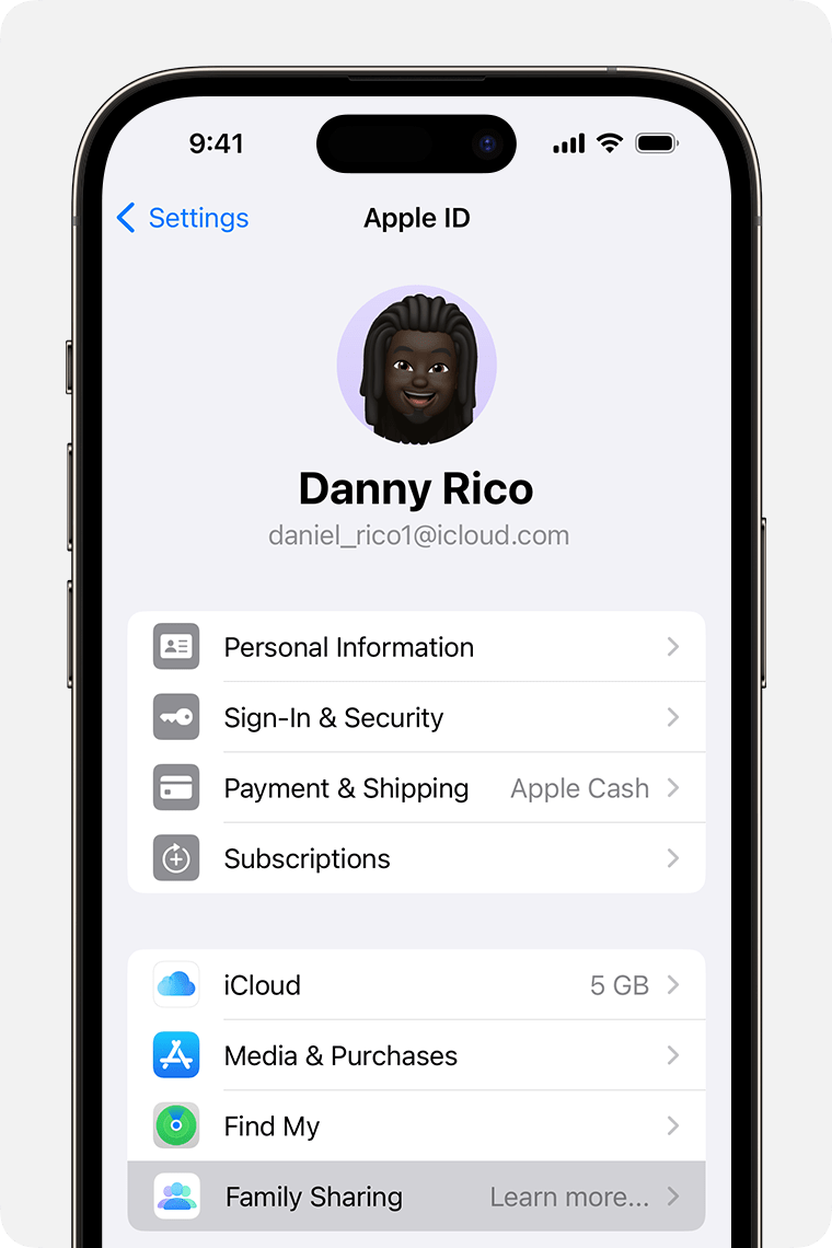 set up family group on iPhone or iPad