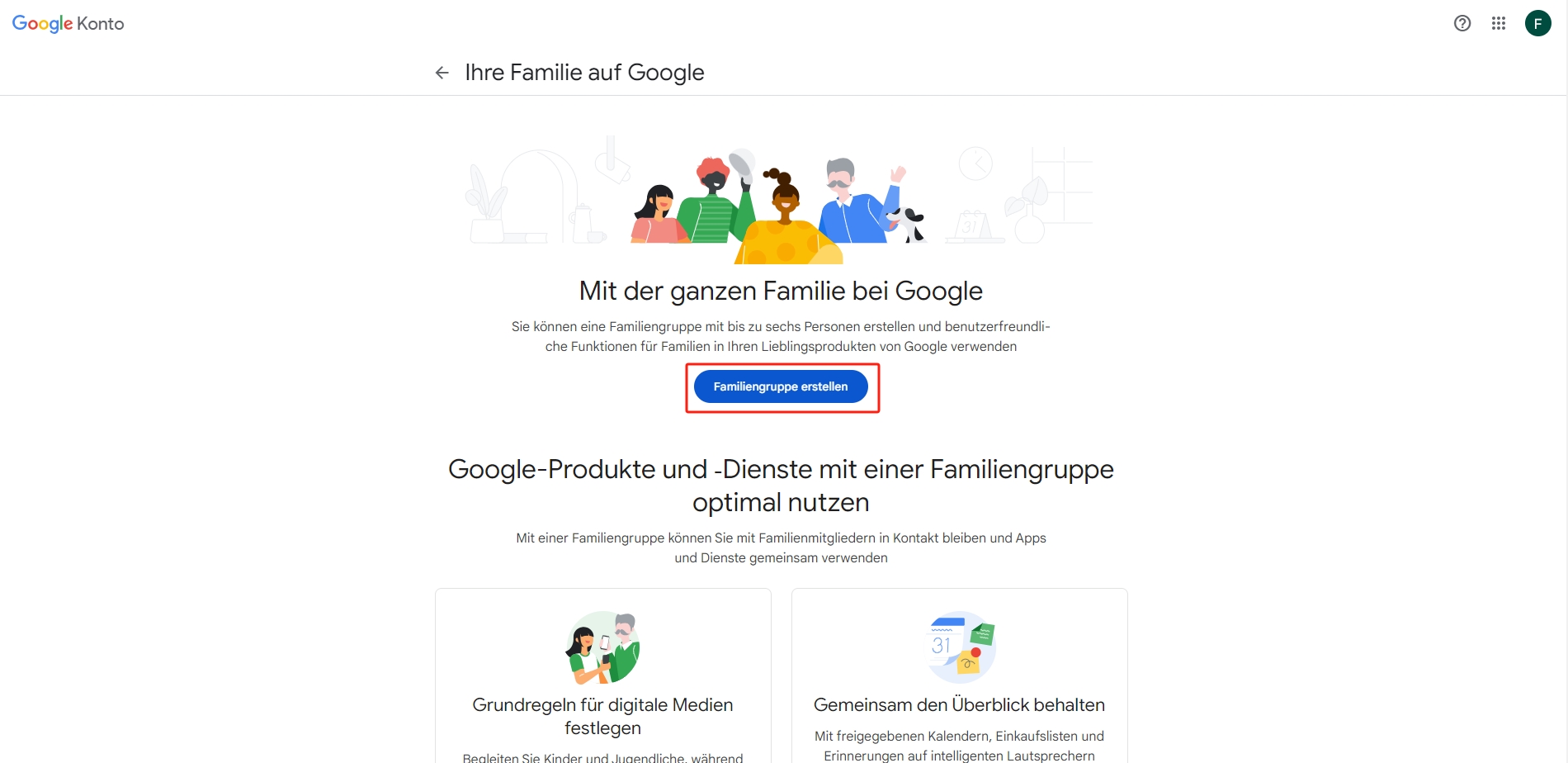 Erstellen Sie eine Google-Familiengruppe