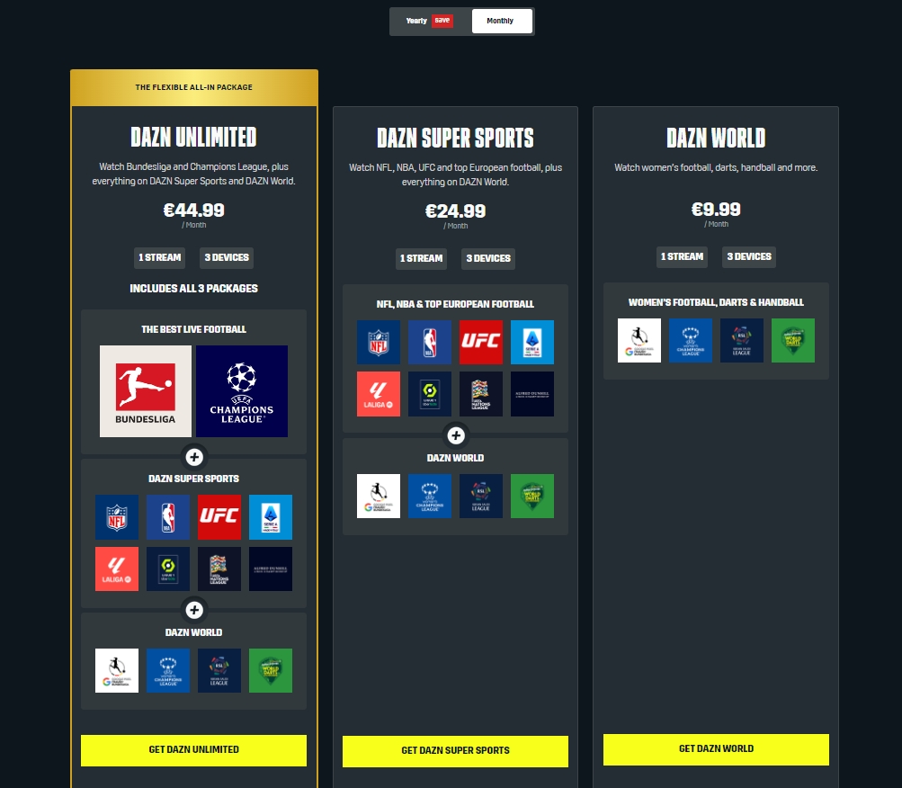 Piano Abbonamento DAZN mensile