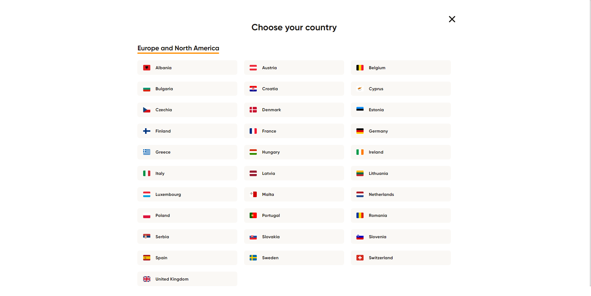 choose your contry