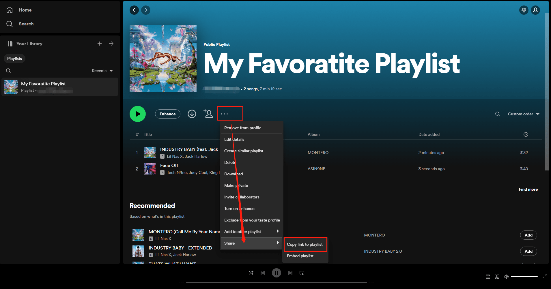 how to share liked playlist on spotify