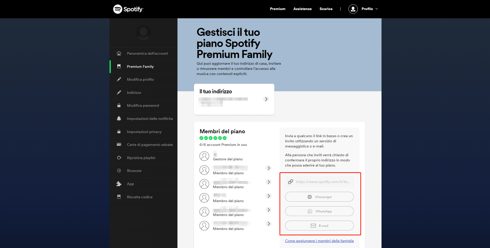 come condividere il collegamento dell'account Spotify