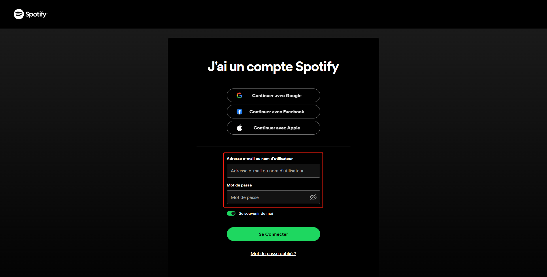 connexion Spotify en ligne