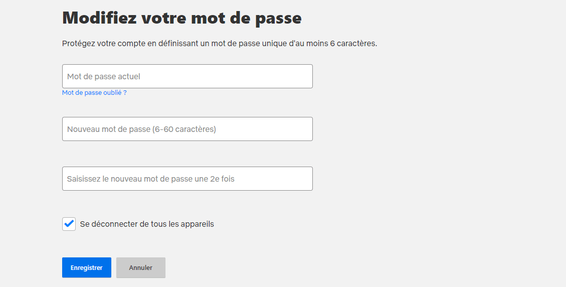 définir un nouveau mot de passe pour Netflix