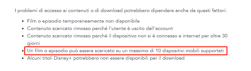 massimo di 10 dispositivi mobili supportati