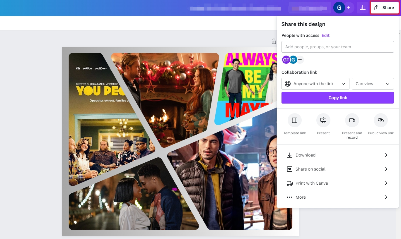 share design on Canva