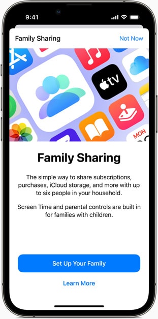 set up Apple One family sharing