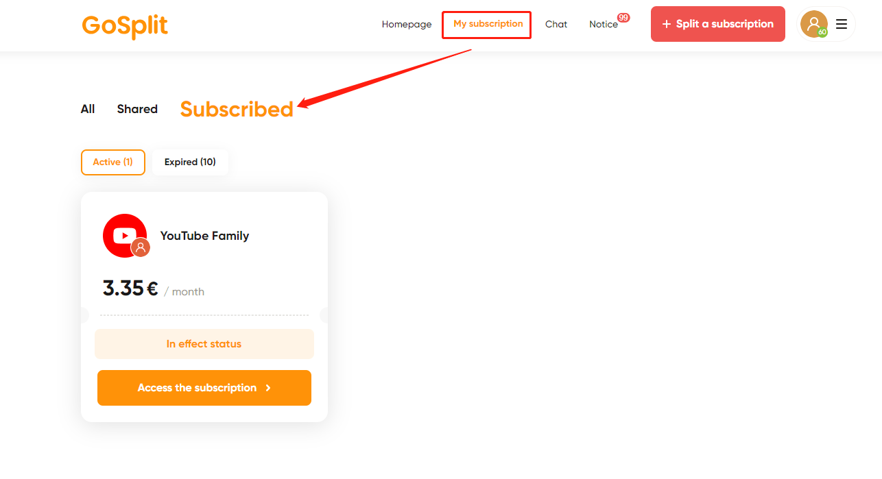 access the subscription