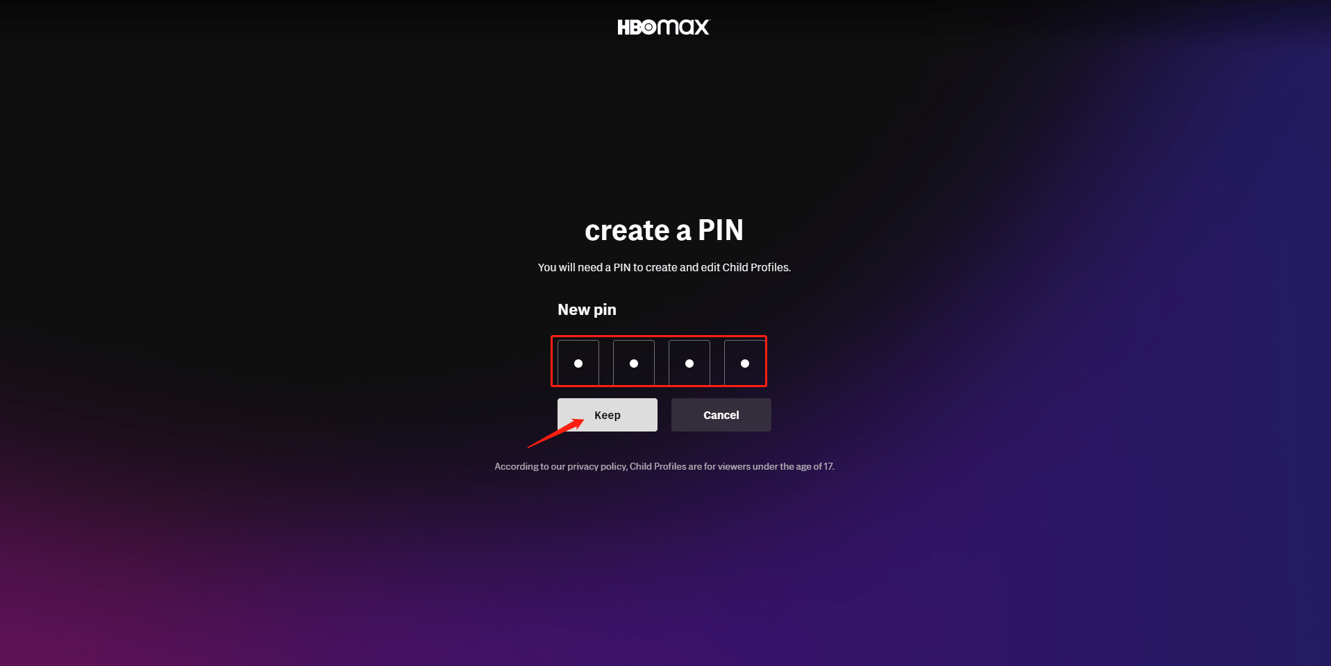 how to put a pin on hbo max profile