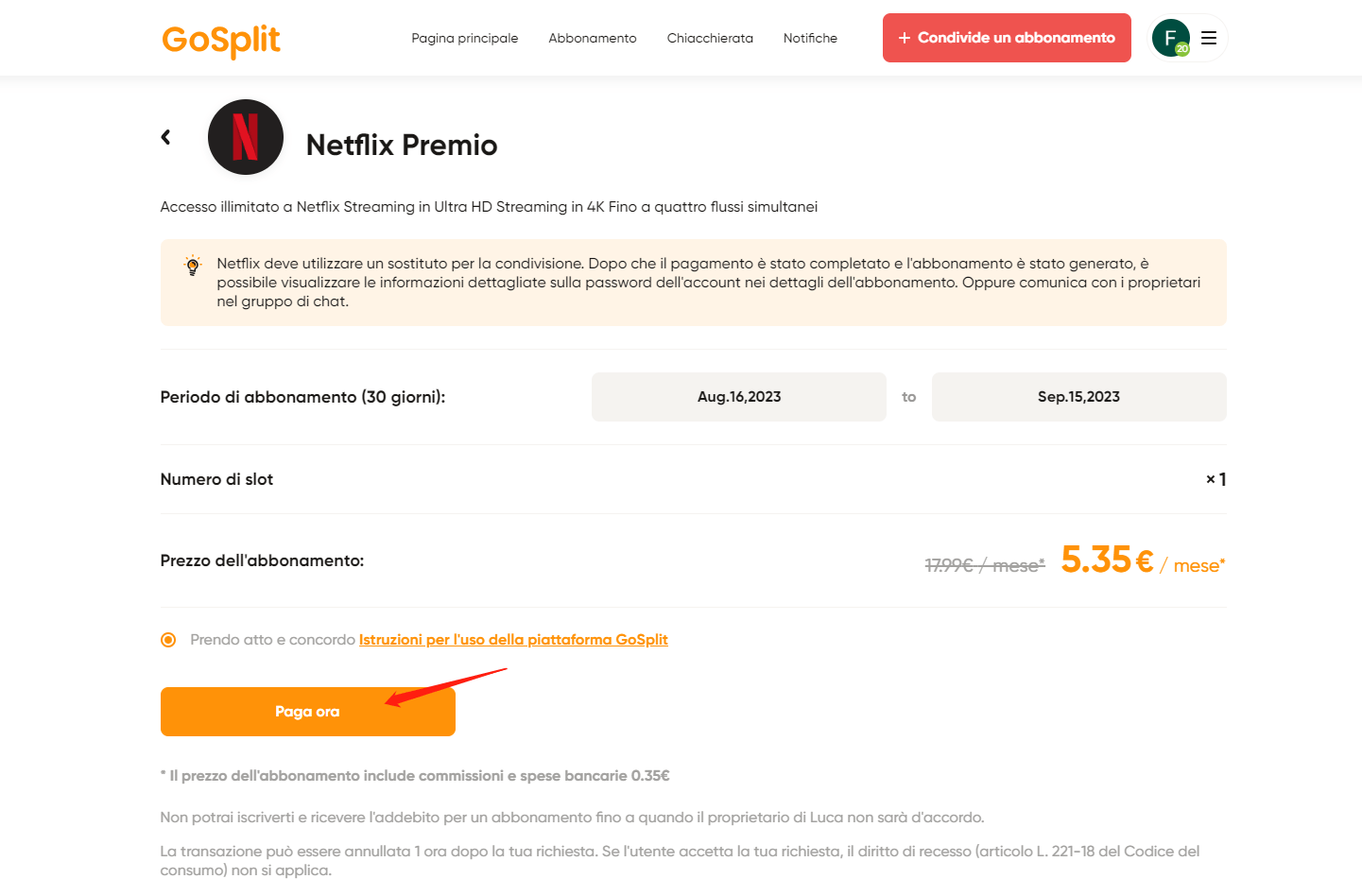pagamento condiviso dell'abbonamento a Netflix