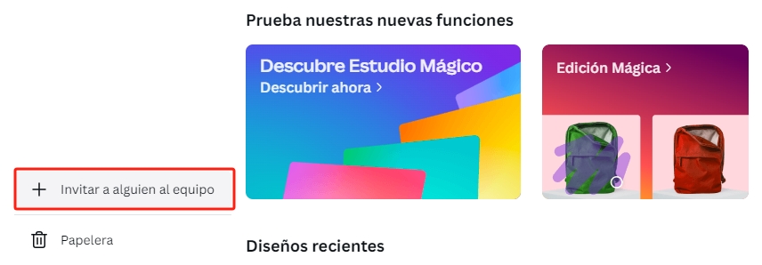 invitar miembros al equipo de Canva