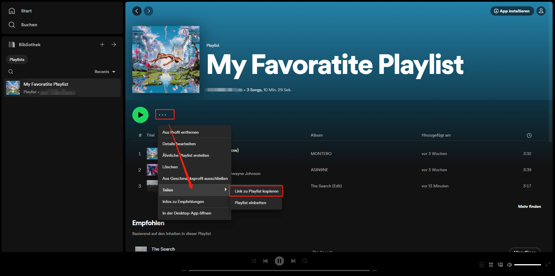 Wie man eine Playlist mit „Likes“ auf Spotify teilt