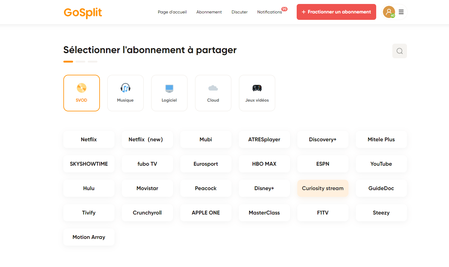 abonnement partagé