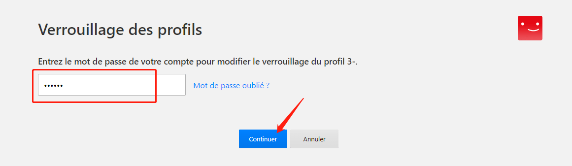 Verrouillage du profil Netflix, entrez le mot de passe