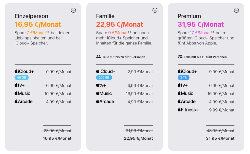 Apple One-Abonnementplan