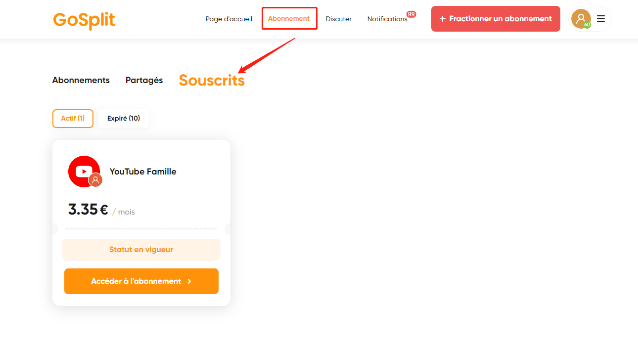 accéder à l'abonnement