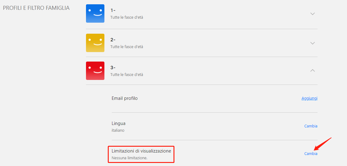modificare le restrizioni di visualizzazione di Netflix