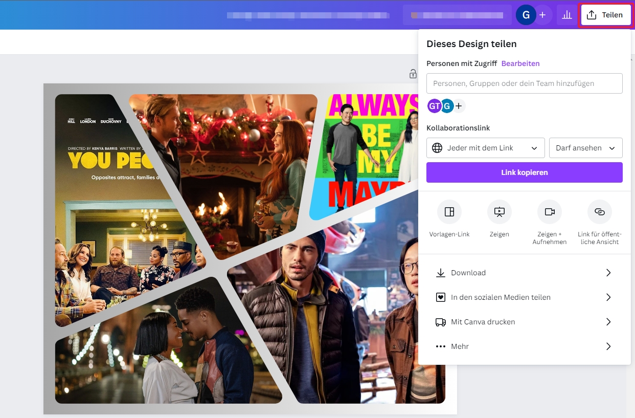 Design auf Canva teilen
