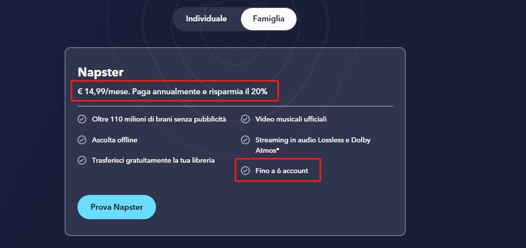 napster-prezzo-abbonamento-famiglia