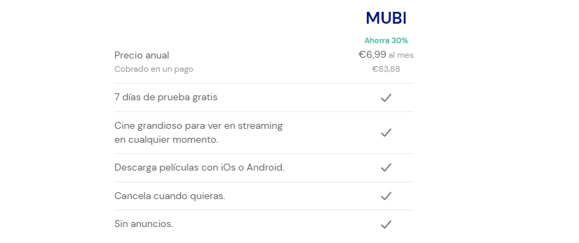 suscripción anual mubi