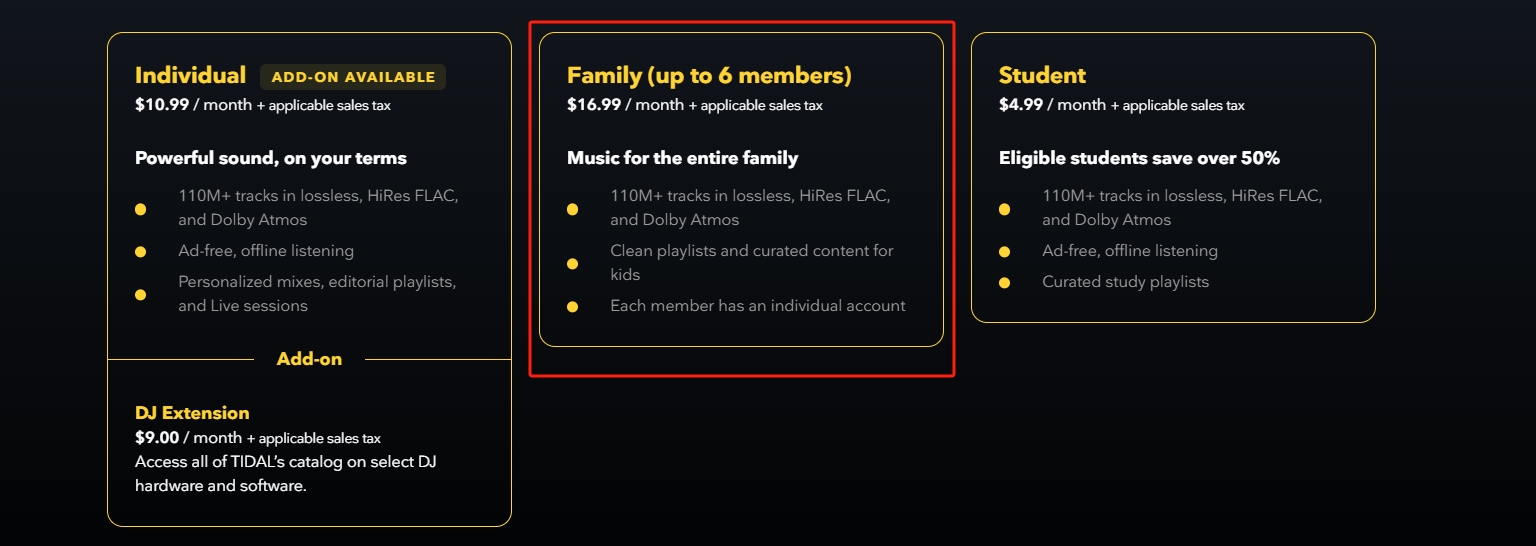 tidal-family-plan-cost